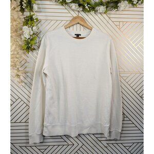 Theory Men's Off White Danen Terry Crew Neck Pullover Long Sleeve Cotton Sz Larg